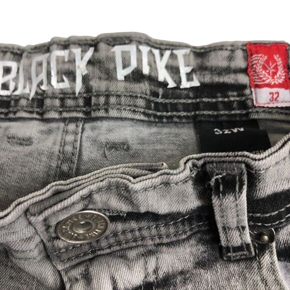 Black Pike Painted Gray Denim Jean Shorts - Picture 6 of 7